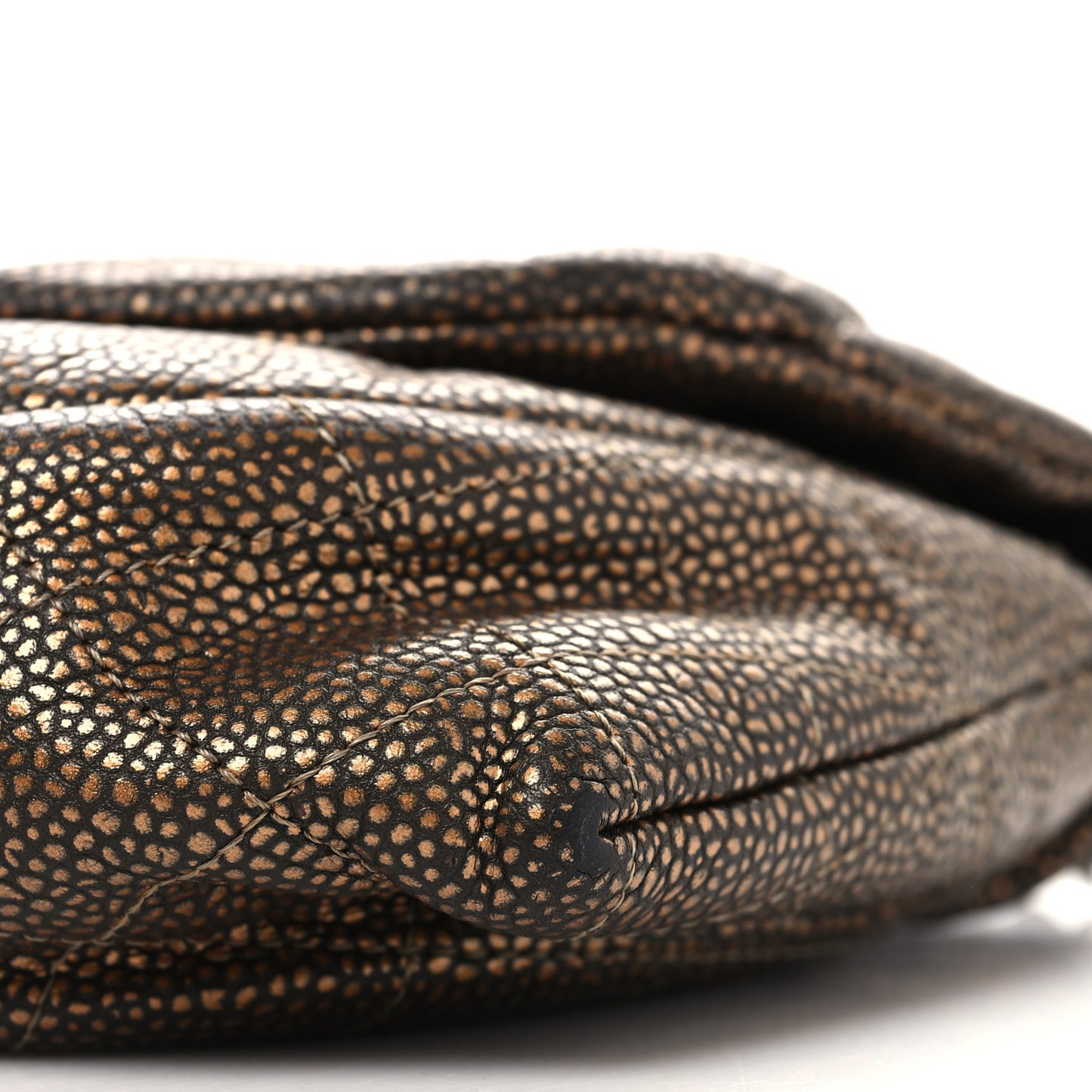 Metallic Caviar Half Moon Wallet On Chain WOC Bronze