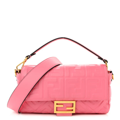 Fendi Nappa FF 1974 Embossed Baguette Rosa Fluo 1 of 12