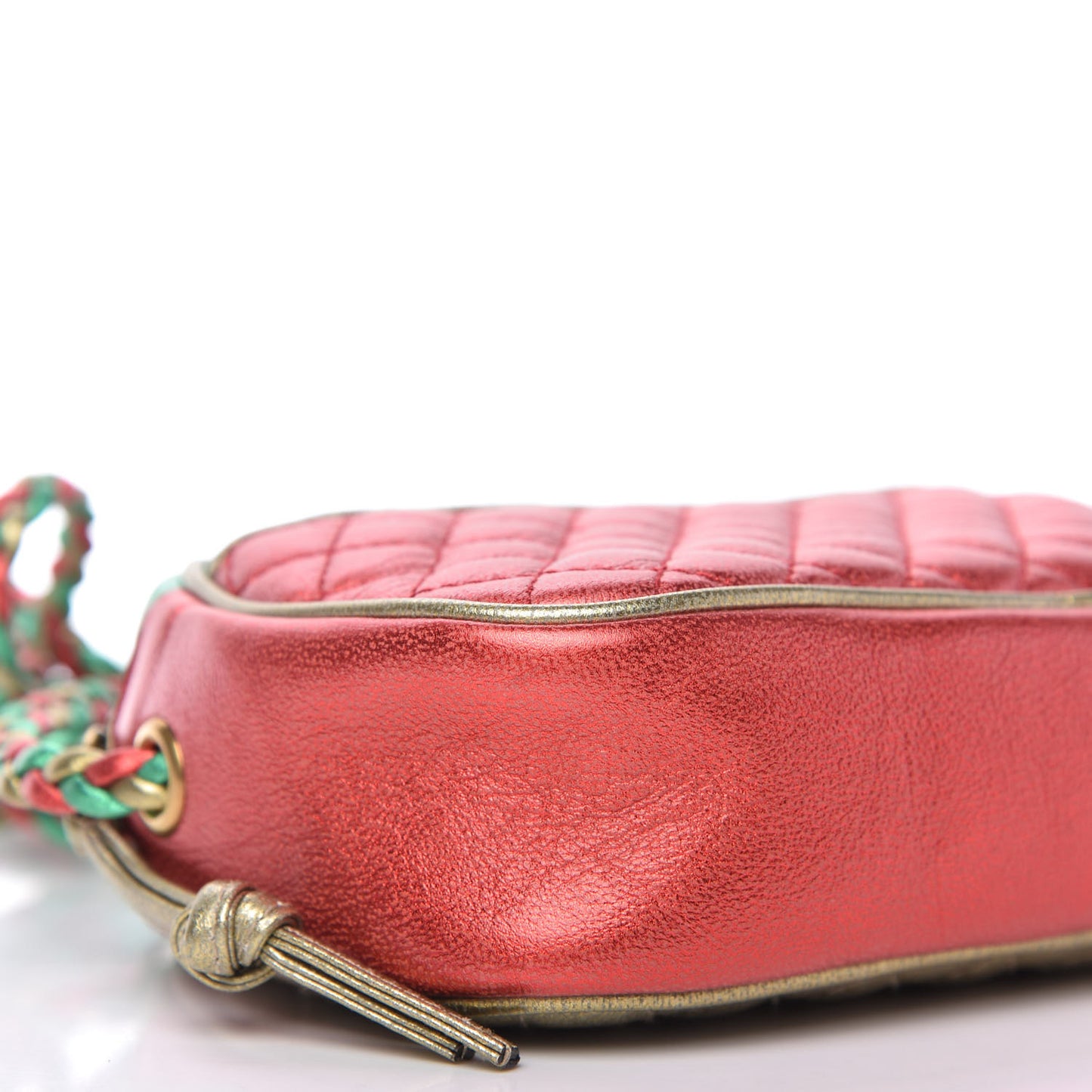 Laminated Nappa Trapuntata Mini Zumi Dome Shoulder Bag Rosso Jasmine Green Rame