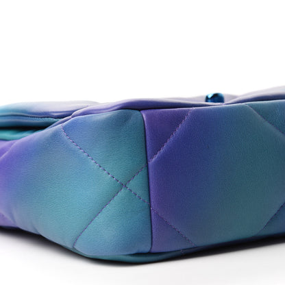Chanel Tie Dye Calfskin Quilted Medium Chanel 19 Flap Blue Purple 6 of 11