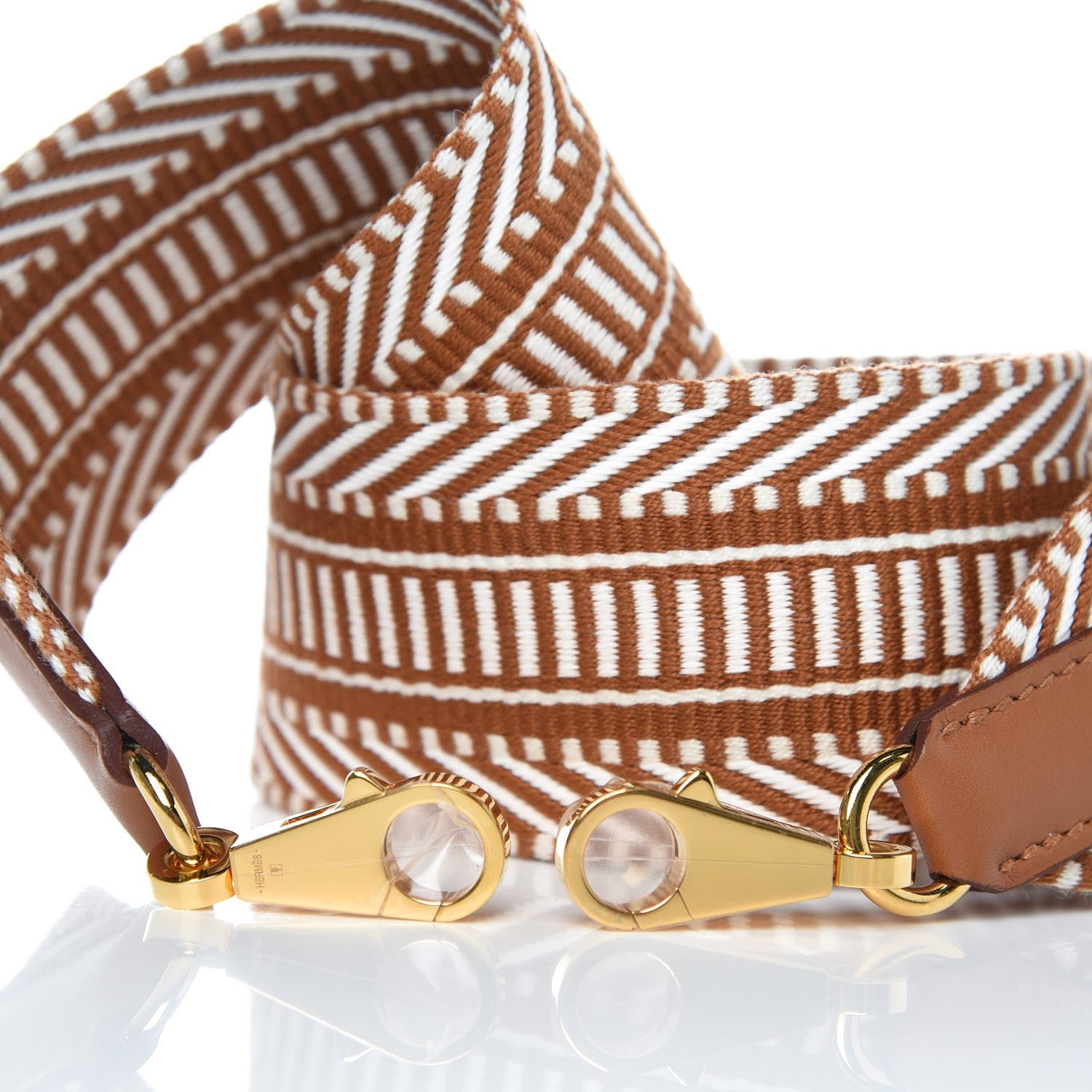 Hermes Toile Swift 50mm Sangle Cavale Shoulder Strap Ecru Beige Gold 5 of 5