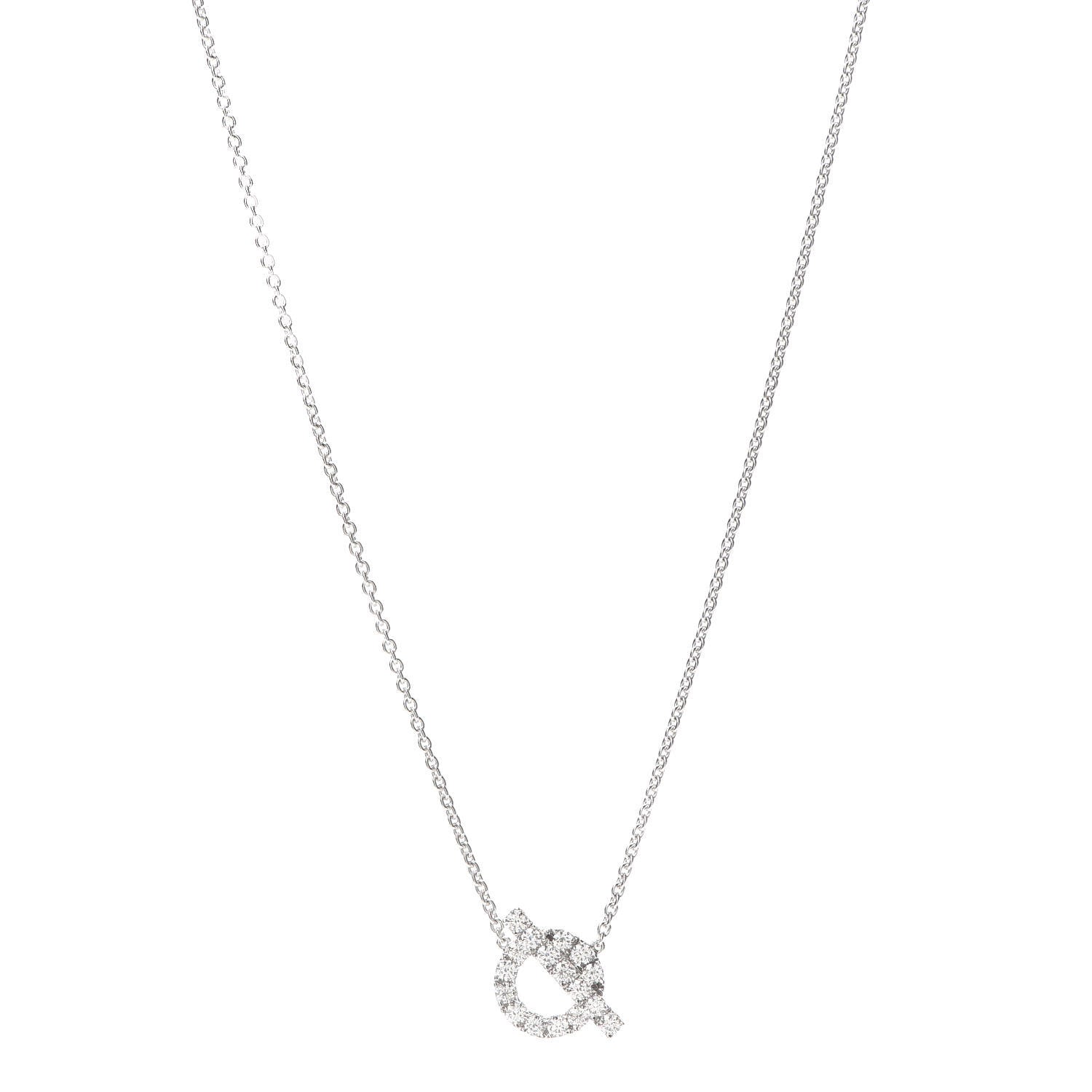Hermes 18K White Gold Diamond Finesse Pendant Necklace 1 of 6