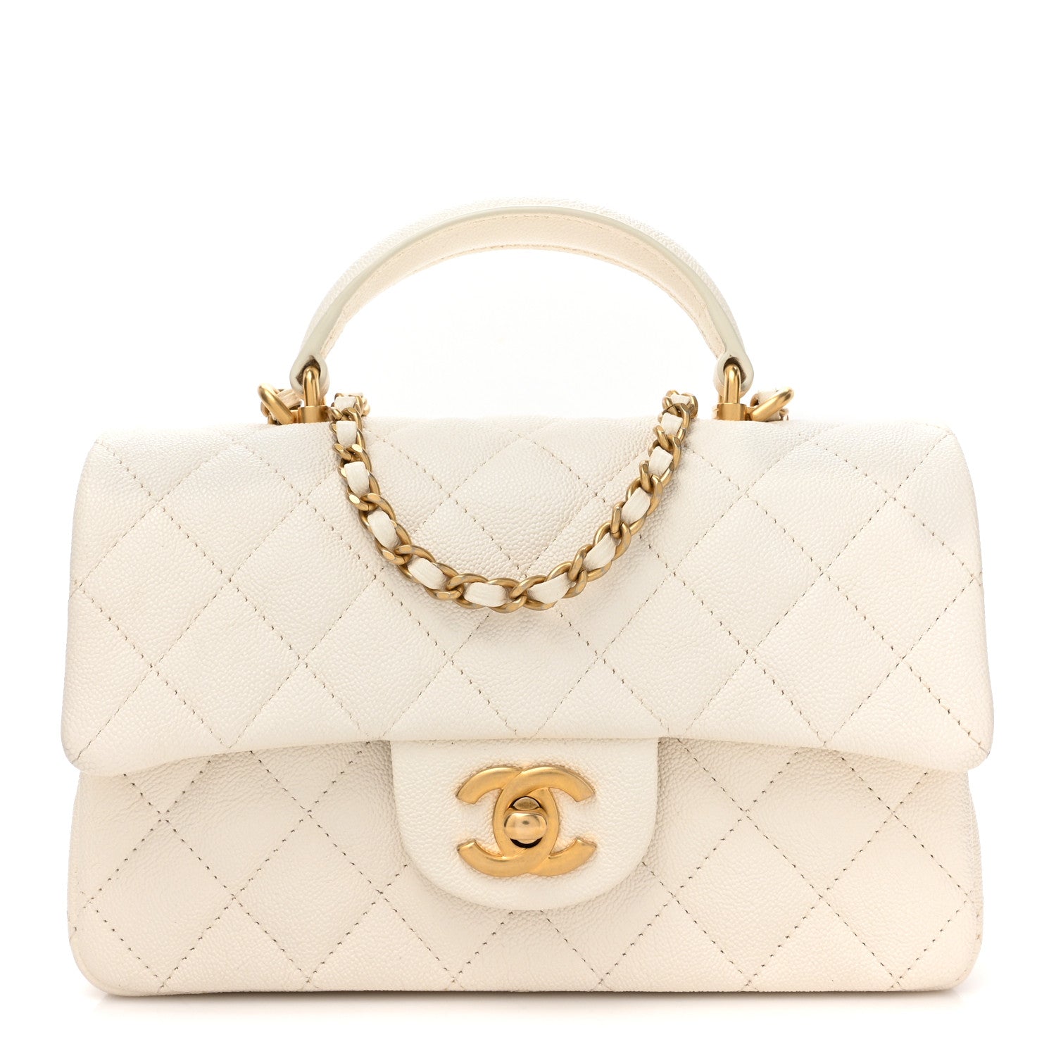Chanel Caviar Quilted Mini Top Handle Rectangular Flap White 1 of 12