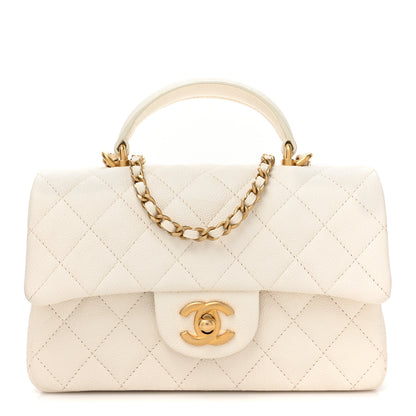 Chanel Caviar Quilted Mini Top Handle Rectangular Flap White 1 of 12