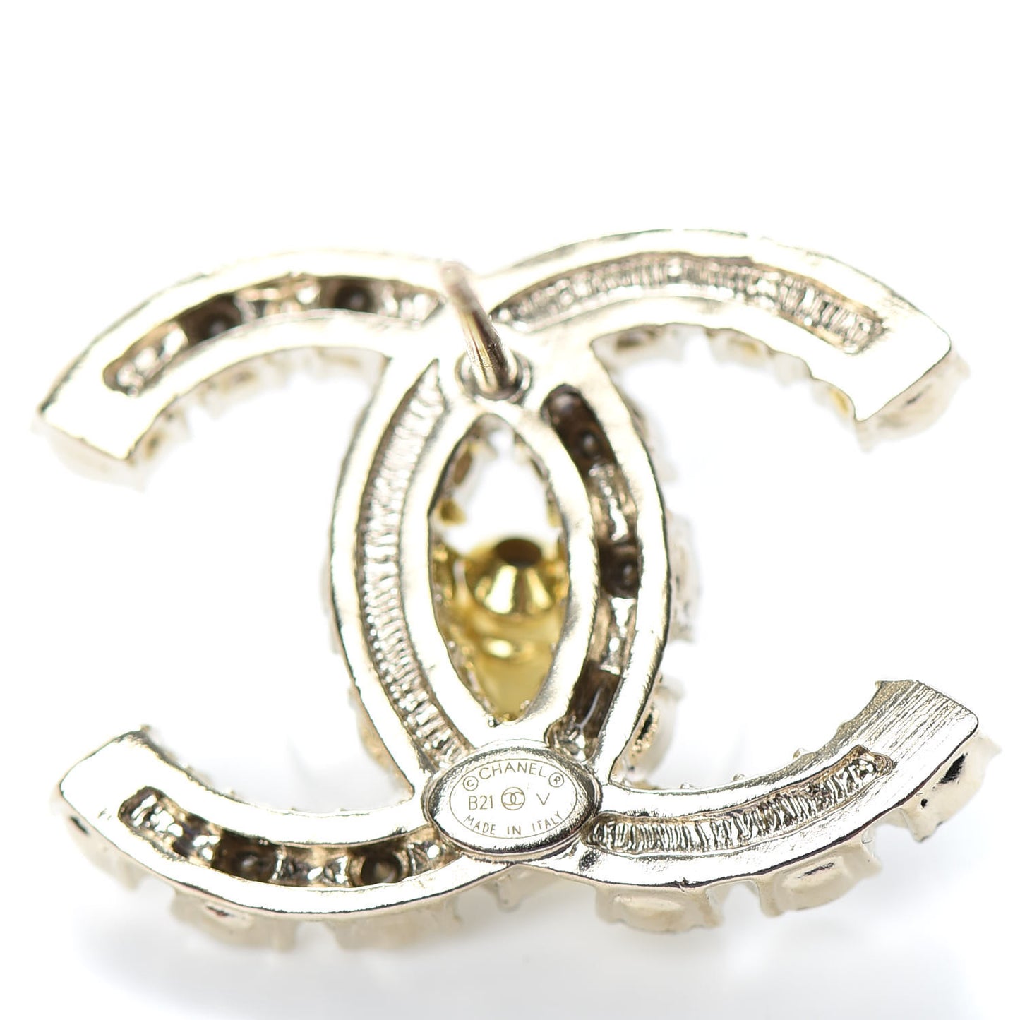 Crystal Pearl CC Dazzling Domino Earrings Gold