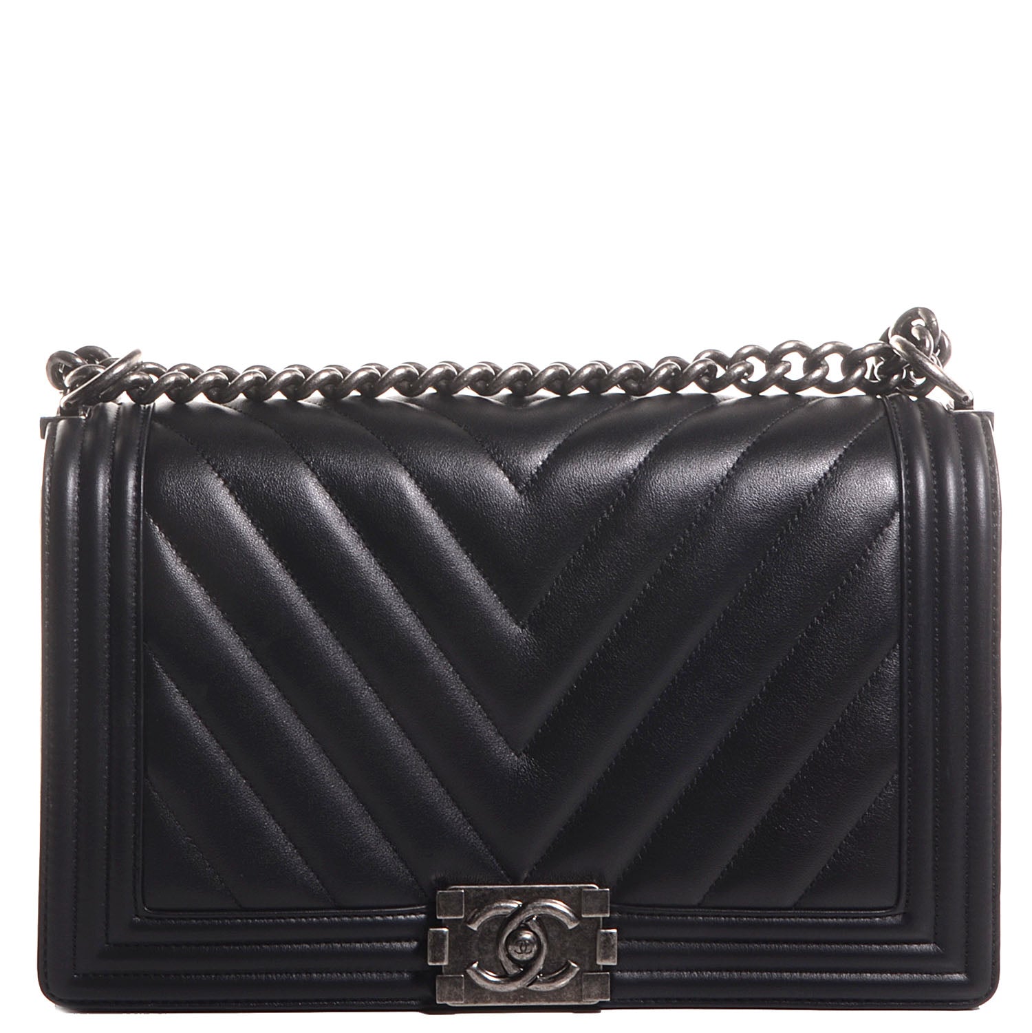 Chanel Calfskin Chevron New Medium Boy Flap Black 1 of 7