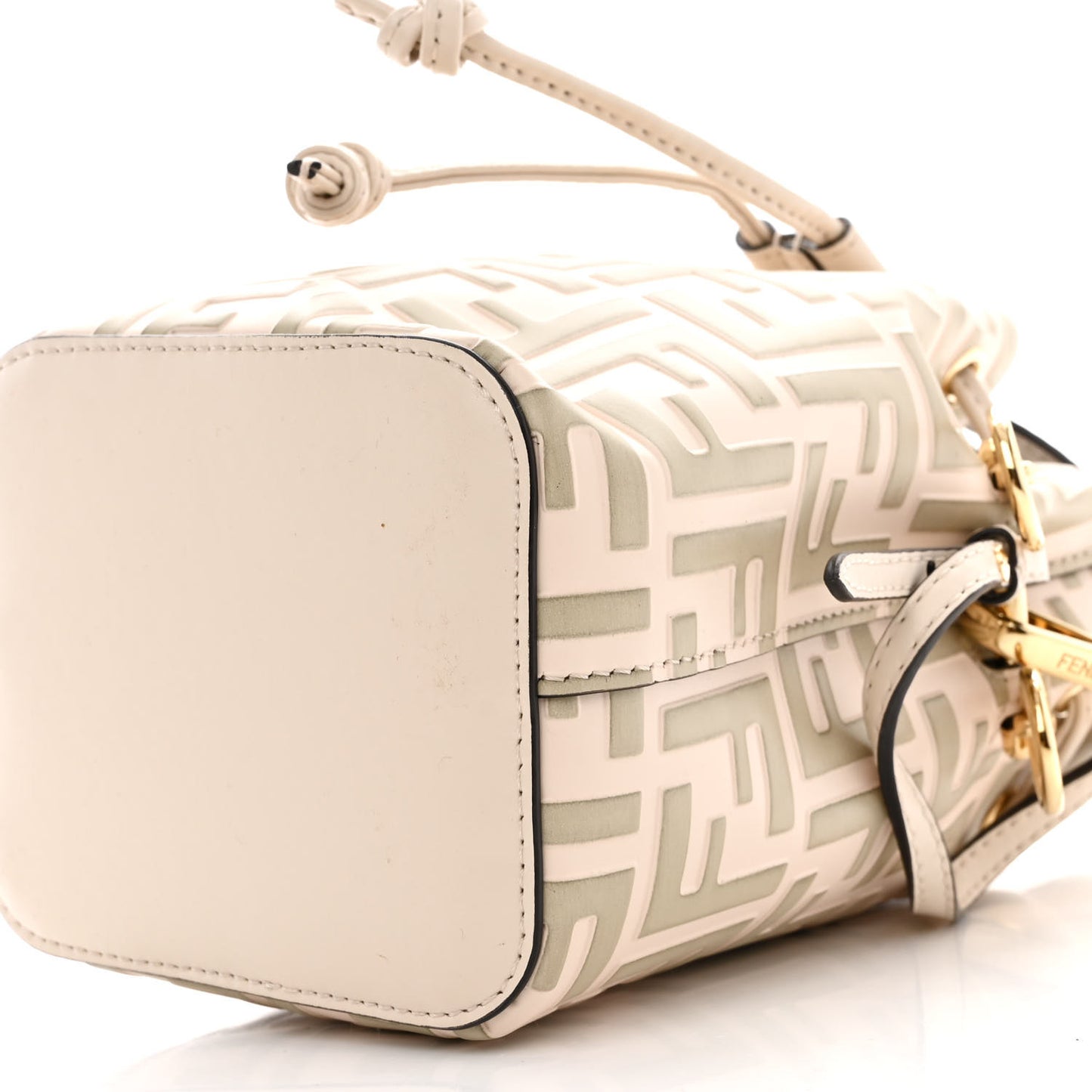 Vitello Liberty F is Fendi Bi-Color FF 1974 Embossed Mini Mon Tresor Bucket Bag Camelia Mandorlo