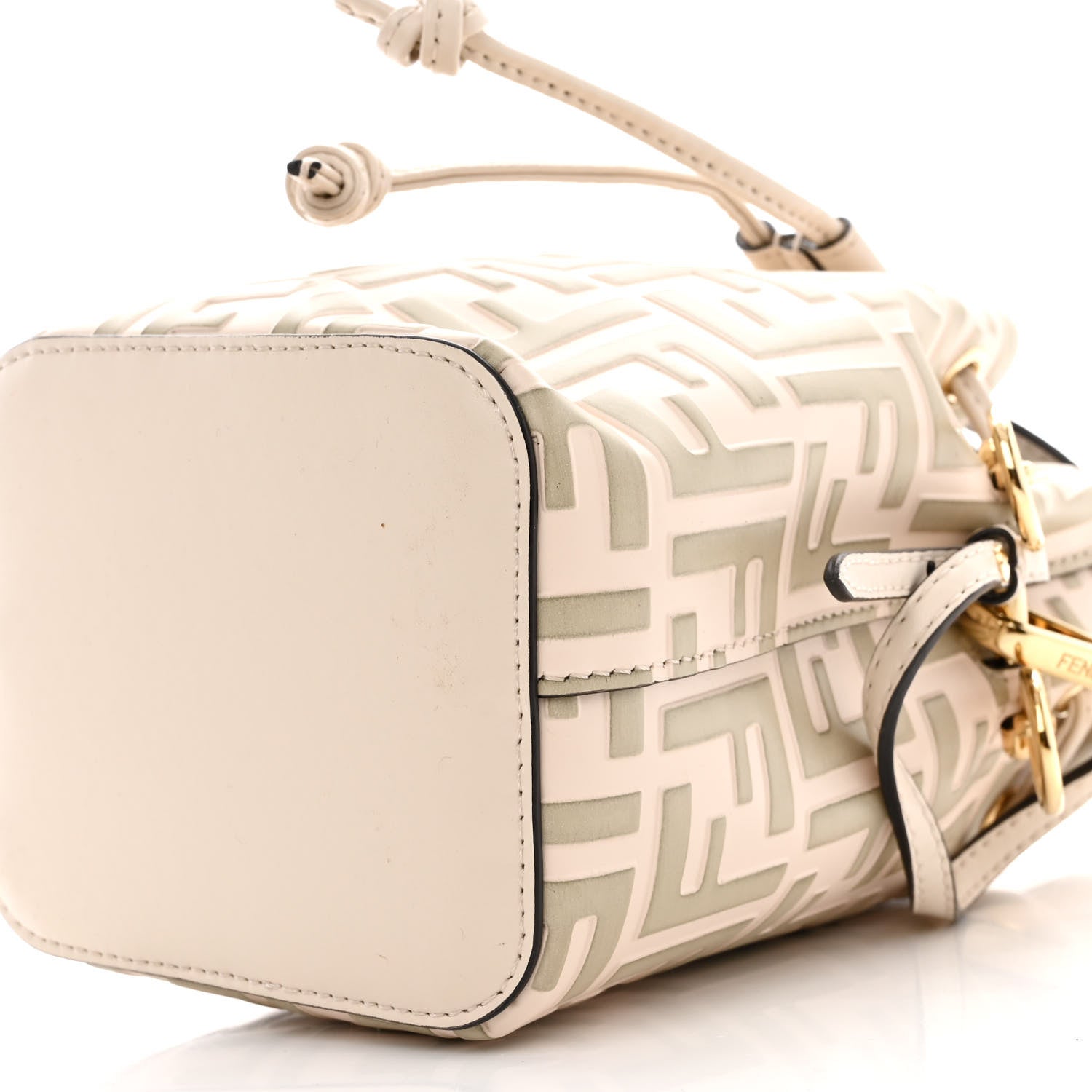 Fendi Vitello Liberty F is Fendi Bi-Color FF 1974 Embossed Mini Mon Tresor Bucket Bag Camelia Mandorlo 10 of 10