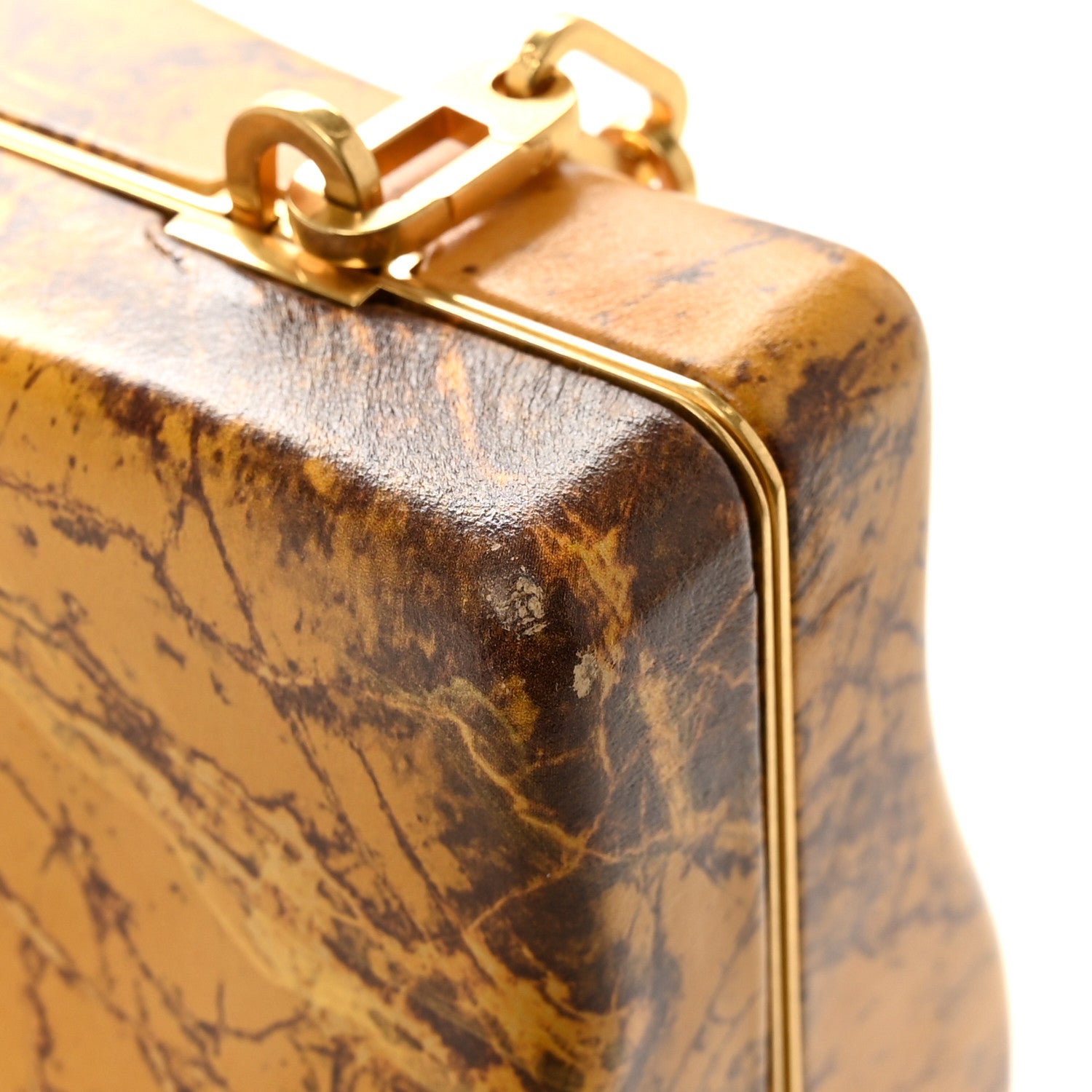 Bottega Veneta Spazzolato Calfskin Chain Clutch Gold Marble 11 of 12