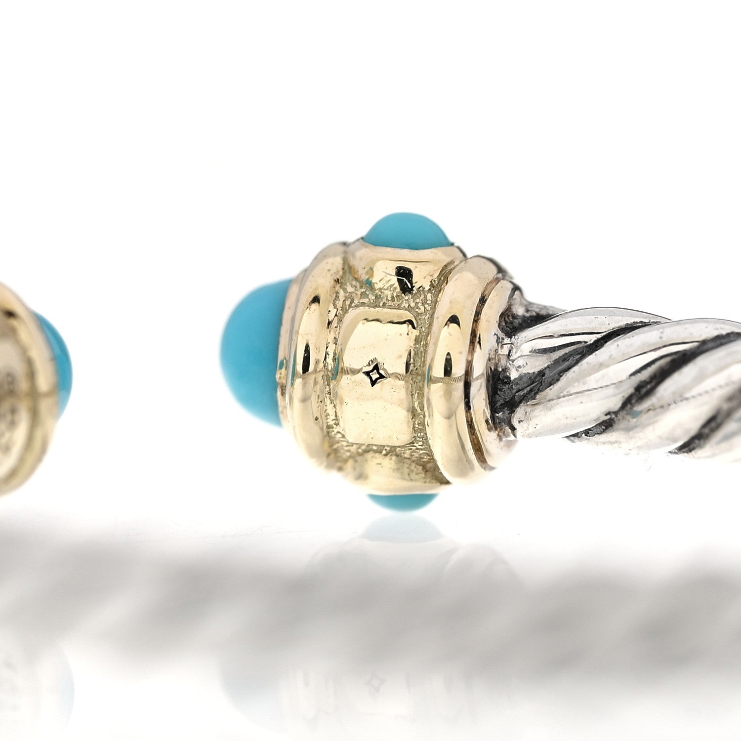 David Yurman Sterling Silver 14K Yellow Gold Diamond Turquoise Renaissance Ring 54 6.75 4 of 4