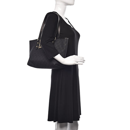 Gucci Denim Monogram Medium Jolicoeur Tote Black 2 of 12