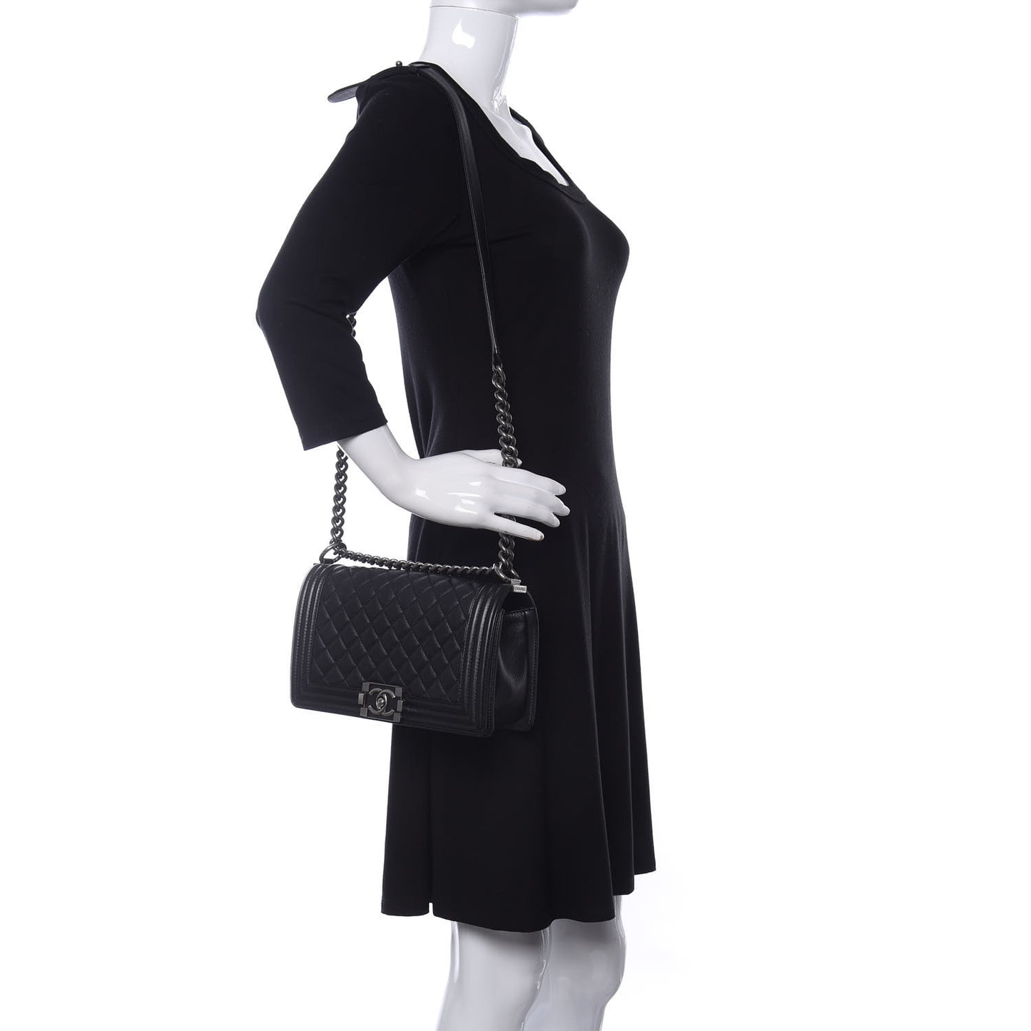 Calfskin Quilted Medium Boy Flap Black
