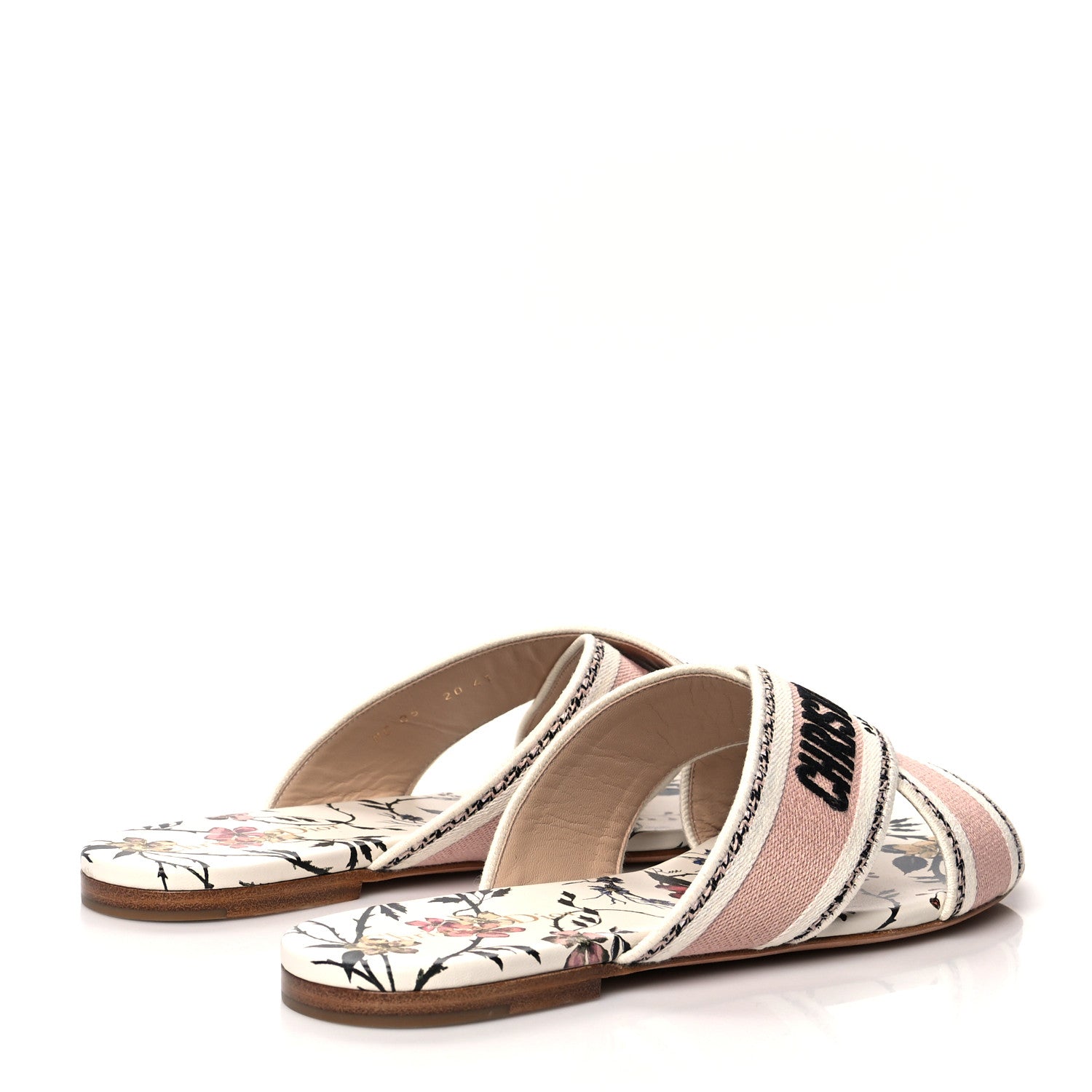 Christian Dior Canvas Rose Mutabilis Embroidered Dway Criss Cross Slide Sandals 41 Multicolor 4 of 8