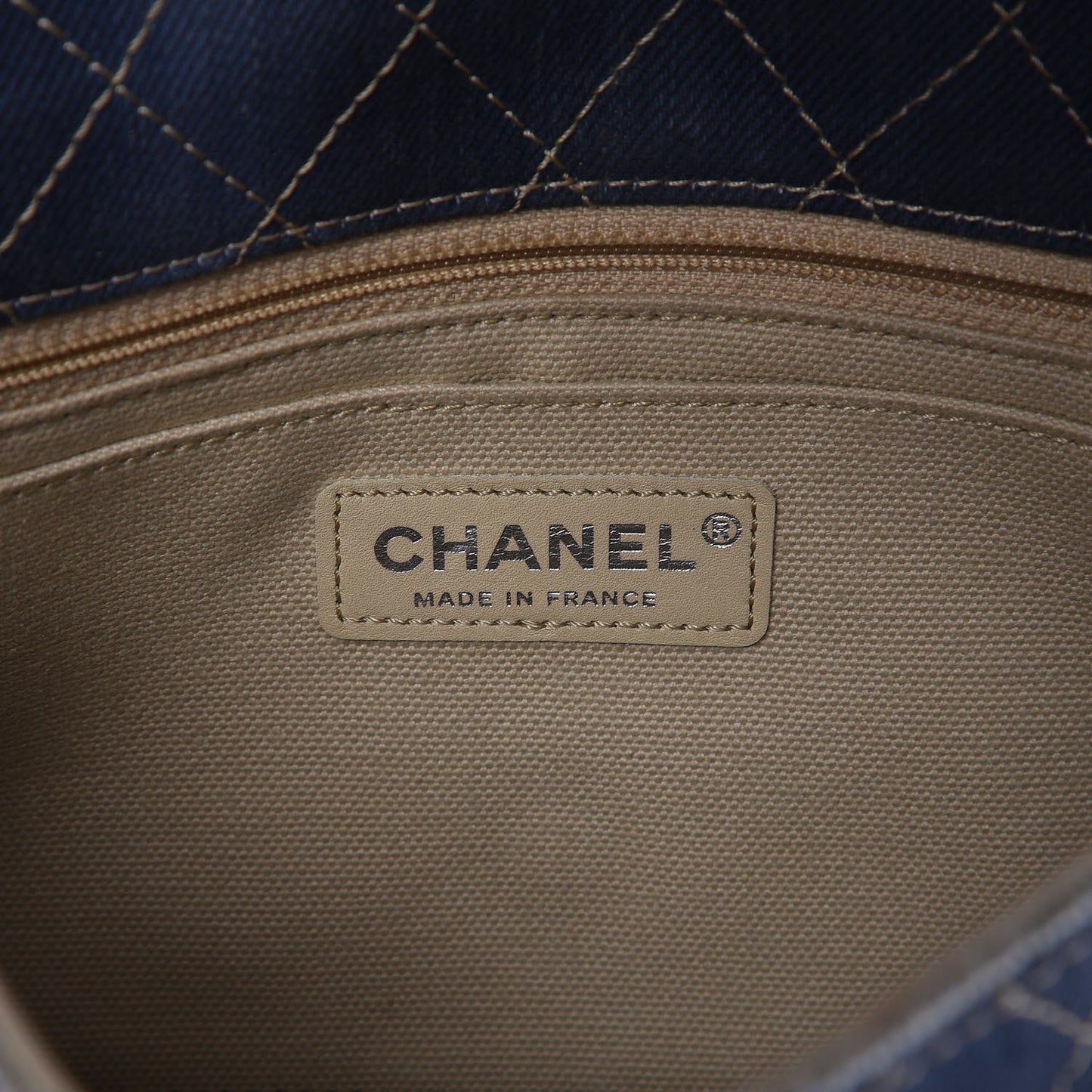 Denim Quilted Jumbo Pompom Flap Dark Blue