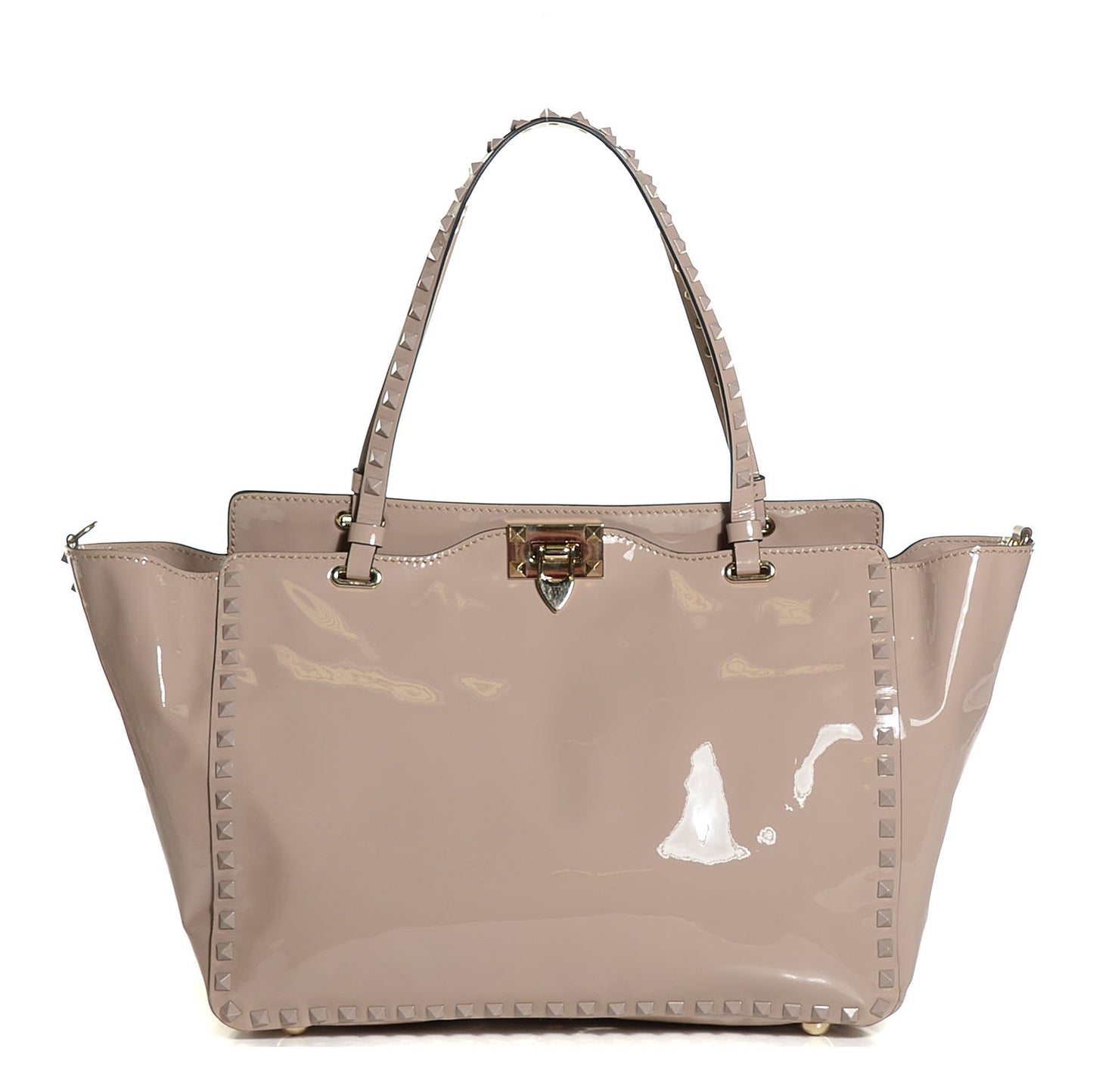 Patent Medium Punkouture Rockstud Tote Poudre