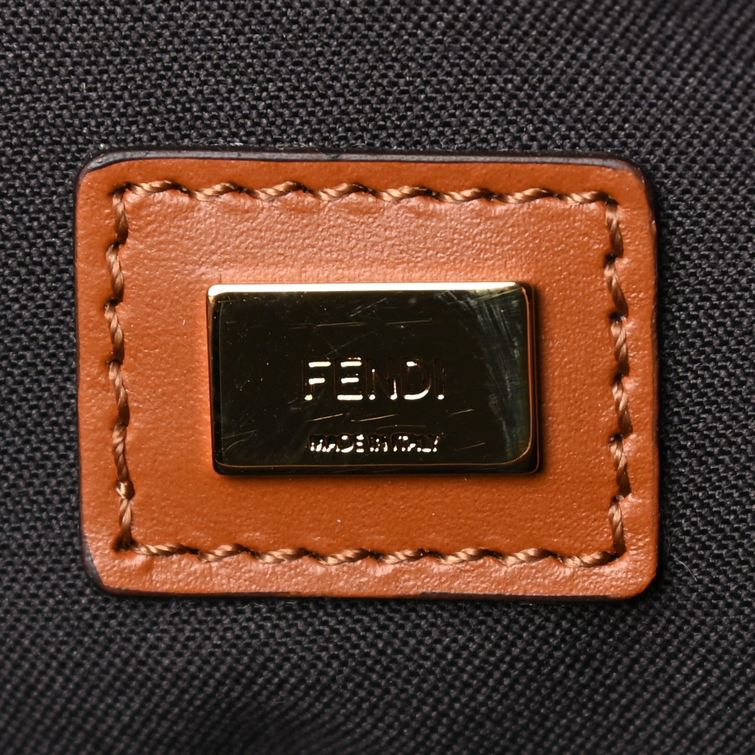 Fendi Vitello King Logo Embossed Medium Flat Pouch Cuoio 9 of 17