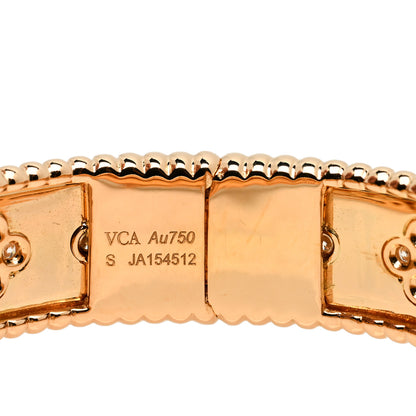 Van Cleef & Arpels 18K Rose Gold Diamond Perlee Clovers Bangle Bracelet S 3 of 5