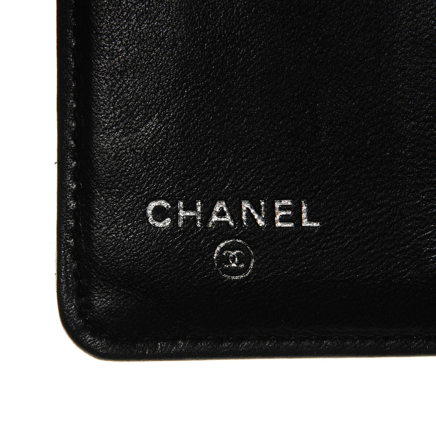Embossed Lambskin Travel Bi-Fold Wallet Black