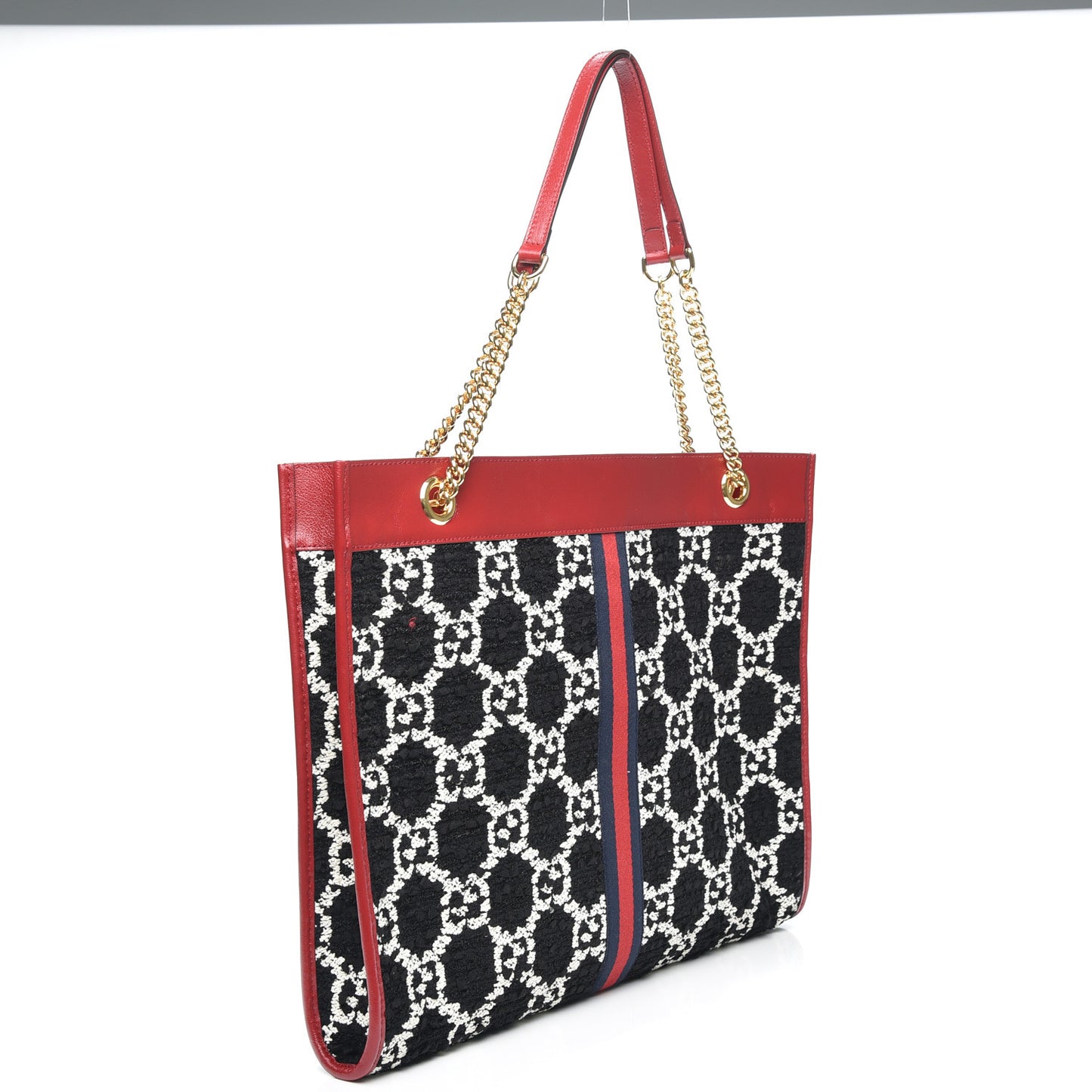 Tweed GG Monogram Large Rajah Chain Tote Romantic Cherry Black White