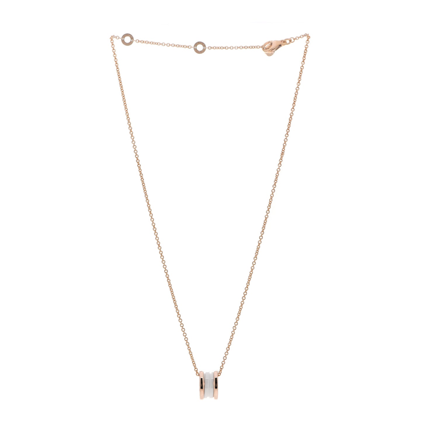 18K Rose Gold White Ceramic B.Zero1 Pendant Necklace