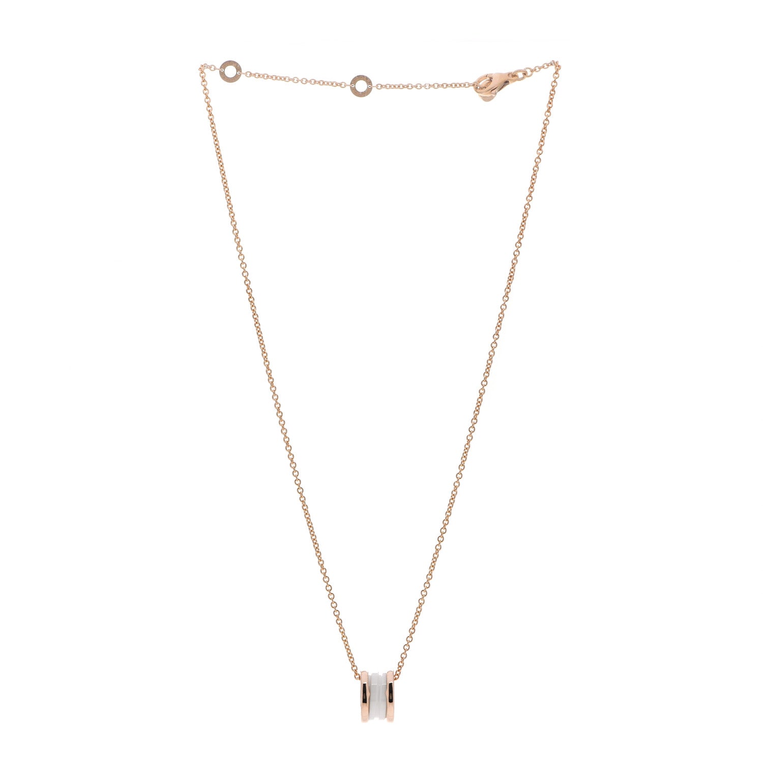 Bulgari 18K Rose Gold White Ceramic B.Zero1 Pendant Necklace 3 of 6