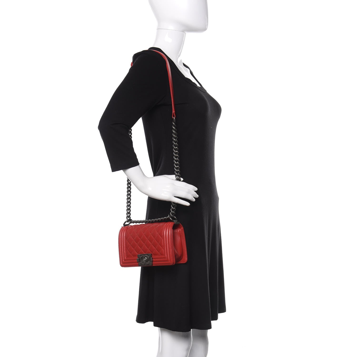 Chanel Lambskin Quilted Small Boy Flap Dark Red 2 of 10