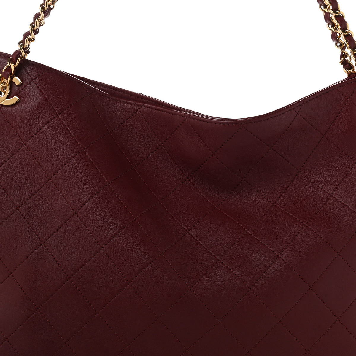 Lambskin Quilted Eyes On You Large Shopping Bag Burgundy