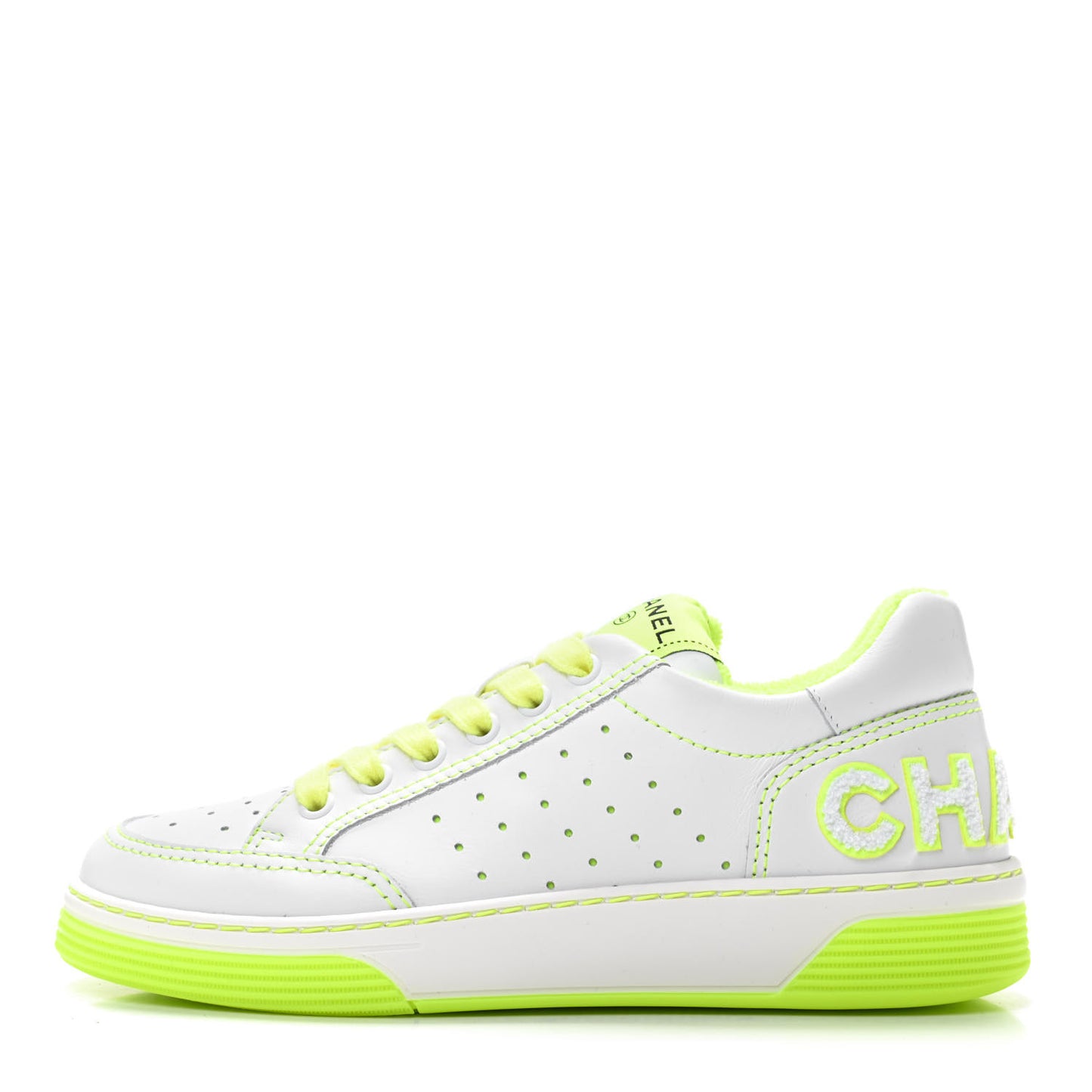 Calfskin Womens Logo Sneakers 36.5 White Yellow