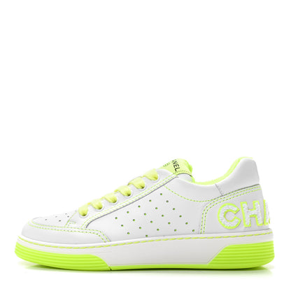 Chanel Calfskin Womens Logo Sneakers 36.5 White Yellow 1 of 9