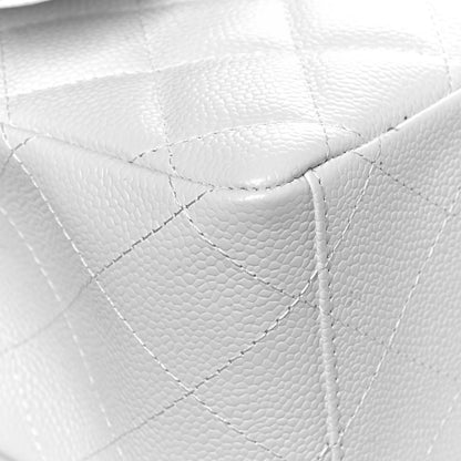Chanel Caviar Quilted Maxi Double Flap White 9 of 14
