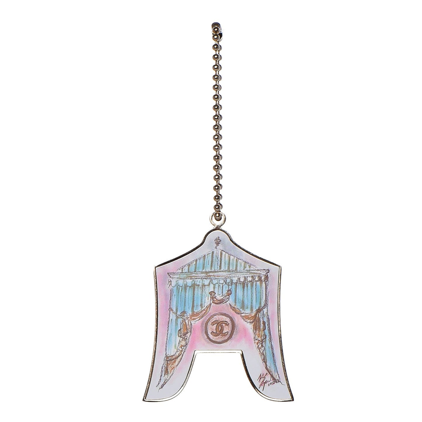 Enamel Circus Tent Bag Charm Pink Blue Silver