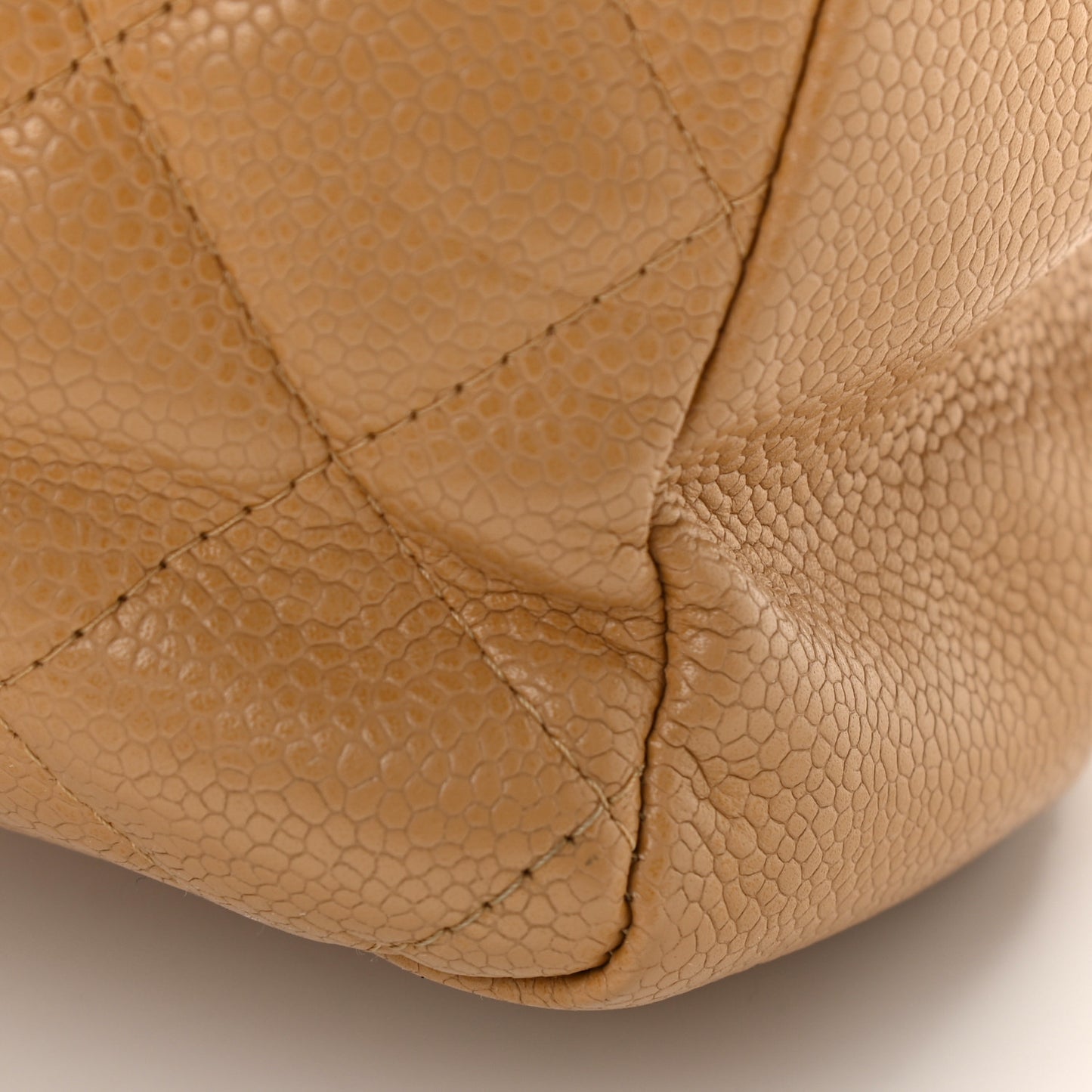 Caviar Quilted Petit Shopping Tote PST Dark Beige