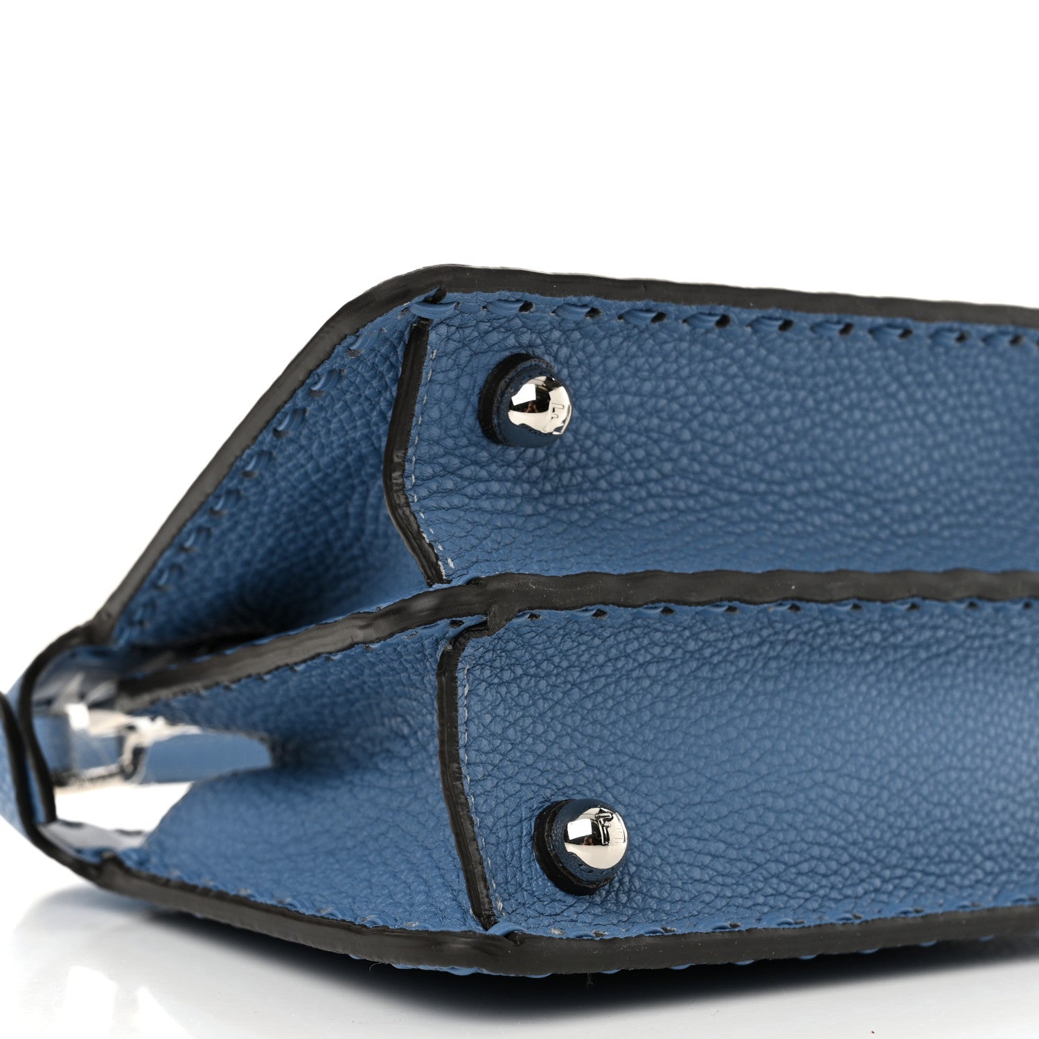 Fendi Cuoio Romano Selleria Macro Stitchings Petite Peekaboo I SEE U Iconic Satchel Placca Argento 10 of 13
