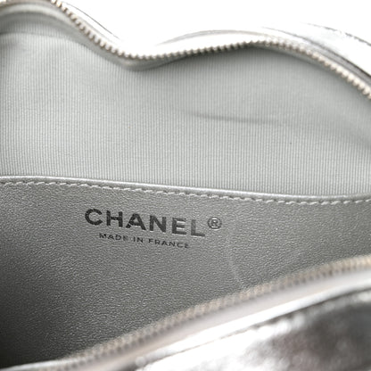 Chanel Metallic Lambskin Quilted Large CC In Love Heart Bag Silver 6 of 11
