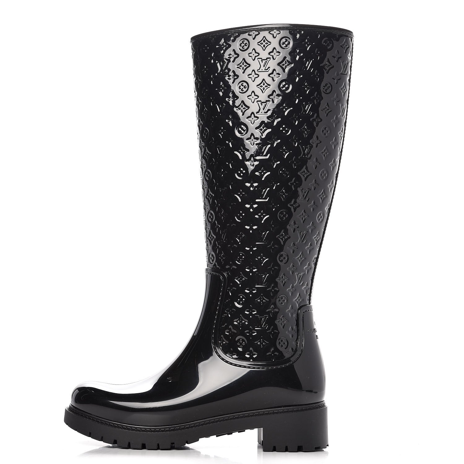 Louis Vuitton Rubber Embossed Monogram Splash Rain Boots 37 Black 1 of 11