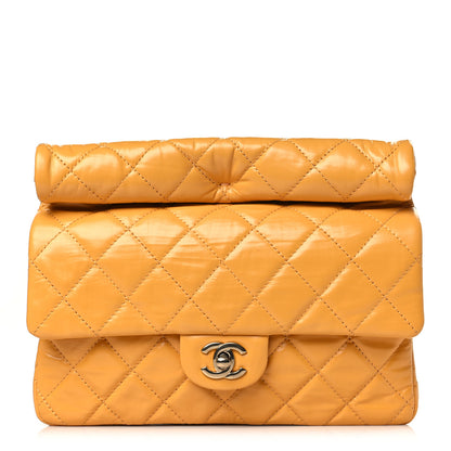 Chanel Crumpled Calfskin Quilted Clutch Yellow 1 of 9