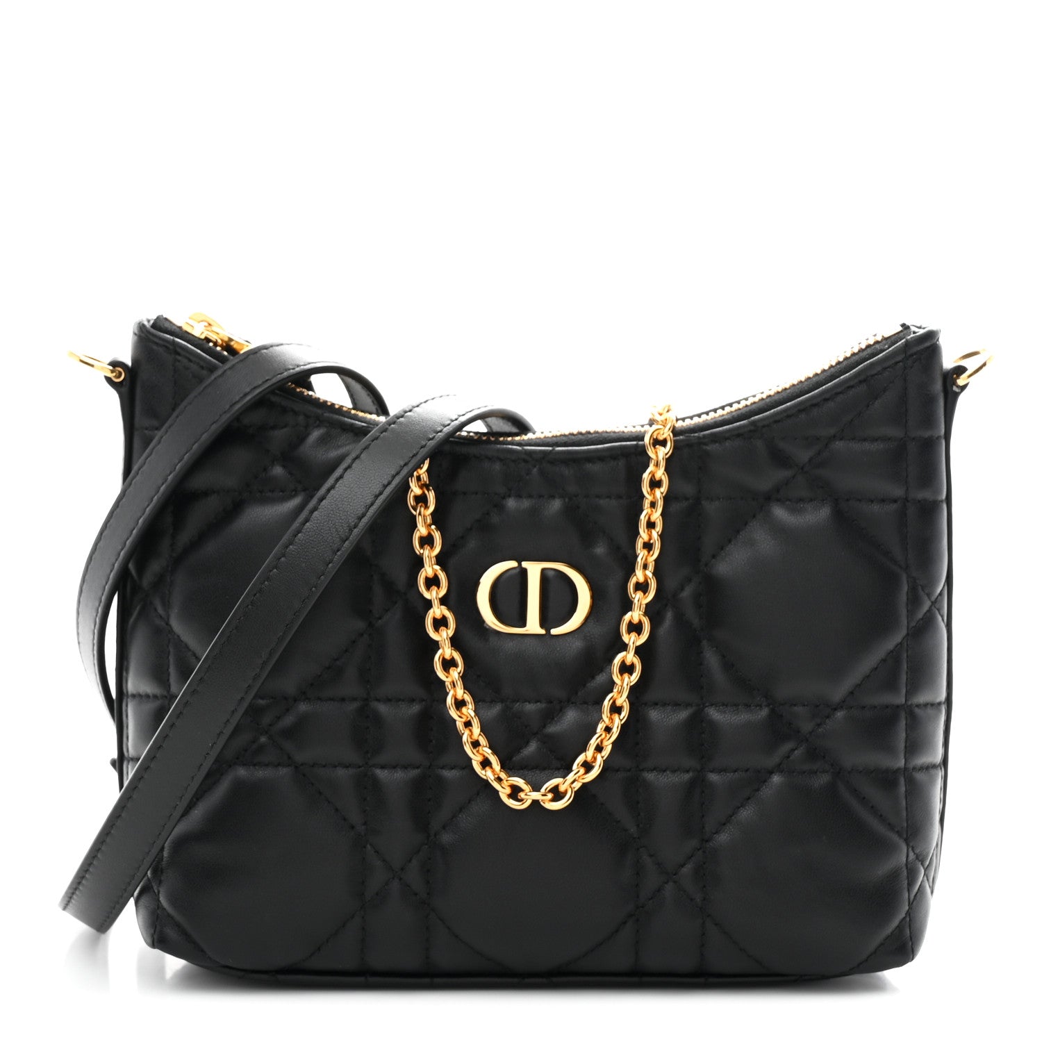 Christian Dior Calfskin Macrocannage Miss Caro Diorling Mini Bag with Chain Black 1 of 10