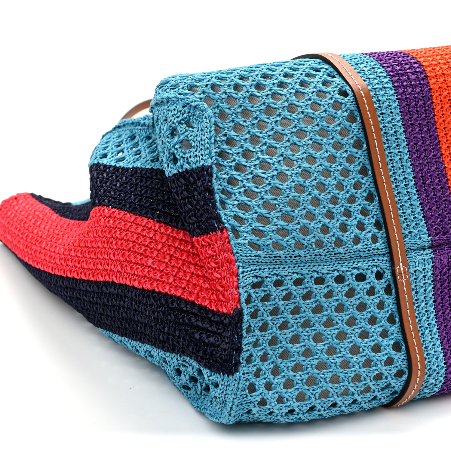 Gucci Raffia Web Woven Interlocking G Tote Blue Multicolor 9 of 10