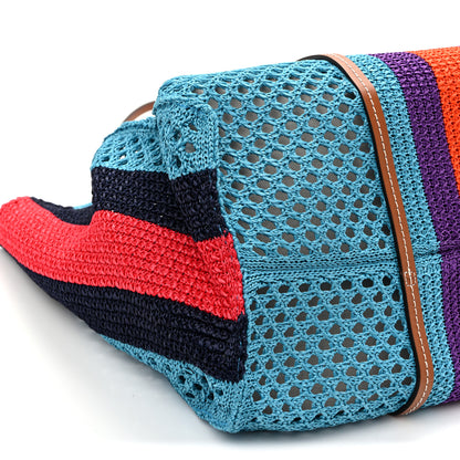 Gucci Raffia Web Woven Interlocking G Tote Blue Multicolor 9 of 10