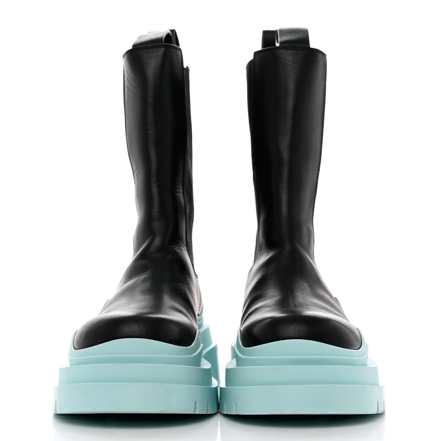 Calfskin The Tire Chelsea Boots 36.5 Black Pale Blue