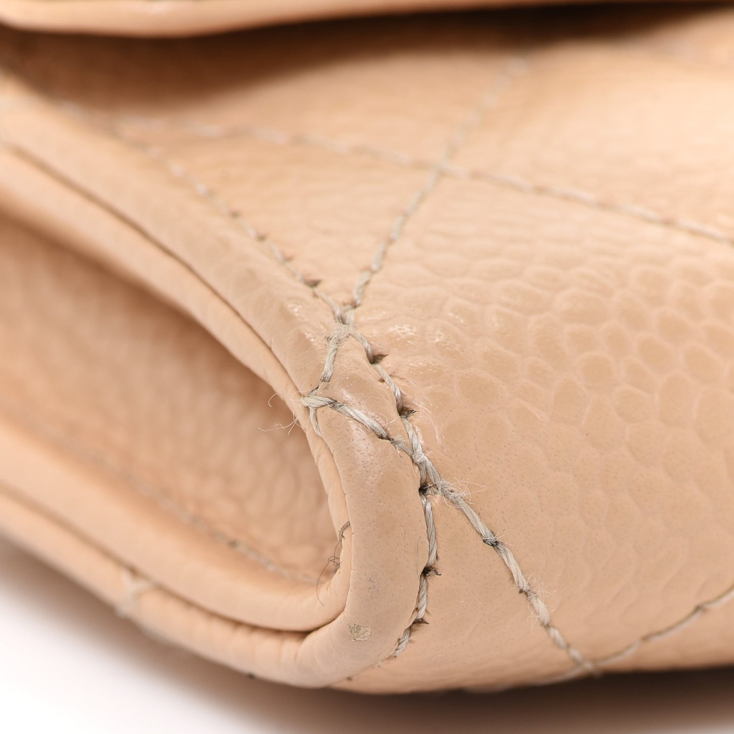 Caviar Quilted Flap Card Holder Wallet Beige