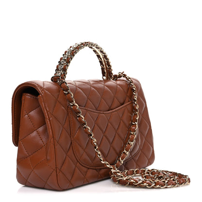 Chanel Lambskin Quilted Medium Crystal Top Handle Rectangular Flap Brown 3 of 10