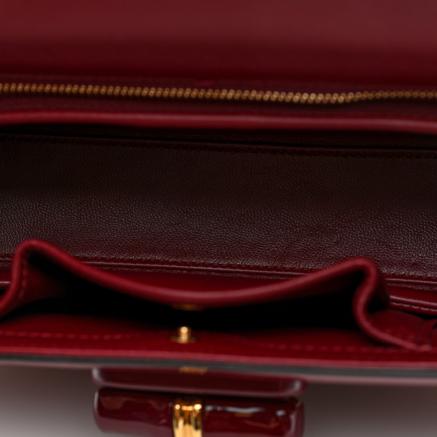 Gucci Shiny Polished Calfskin Medium Bamboo Diva Rosso Ancora Red 6 of 10