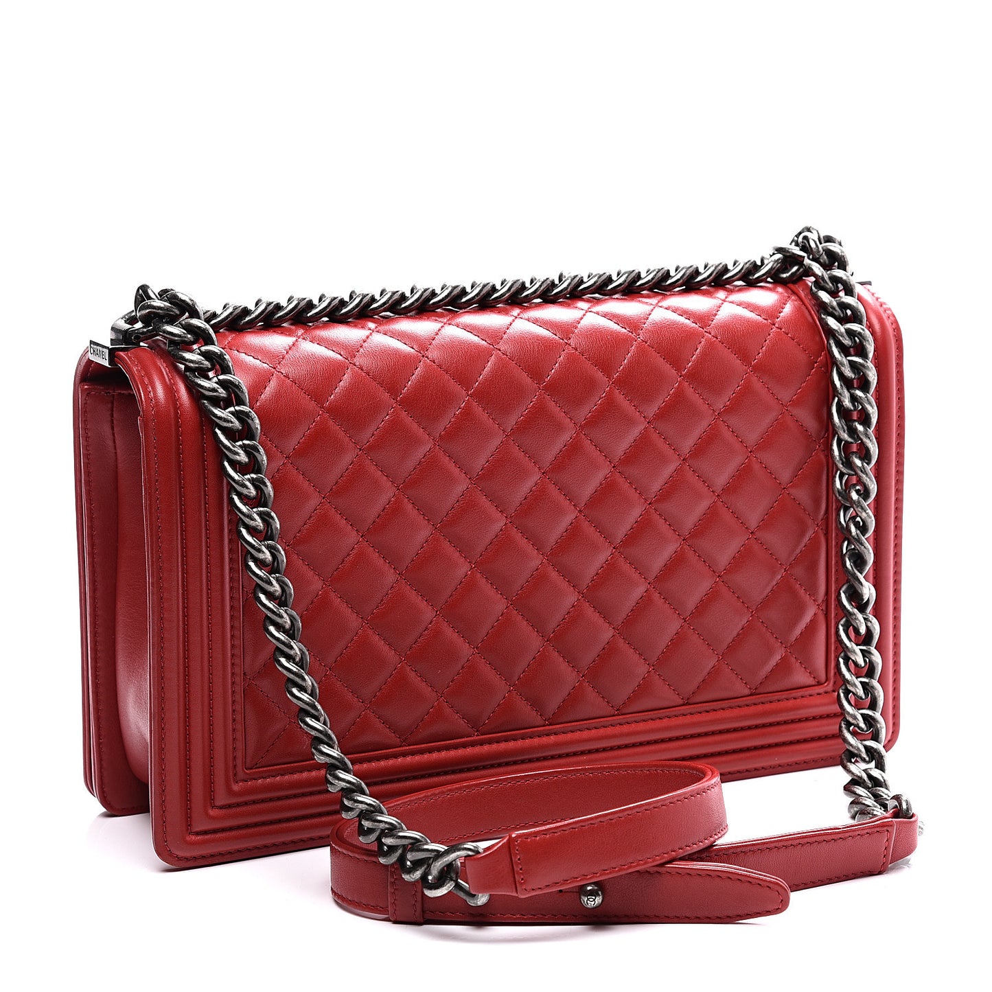 Lambskin Quilted New Medium Boy Flap Red