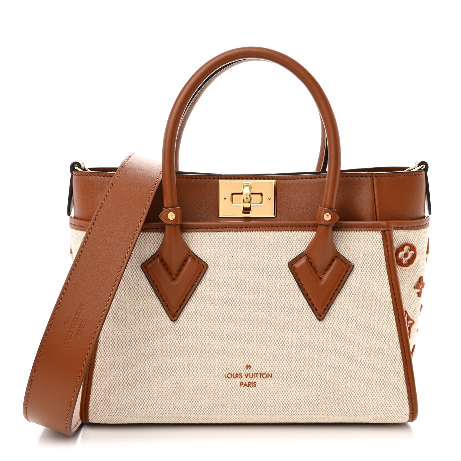 Louis Vuitton Canvas Calfskin Monogram On My Side PM Caramel Tan 1 of 10