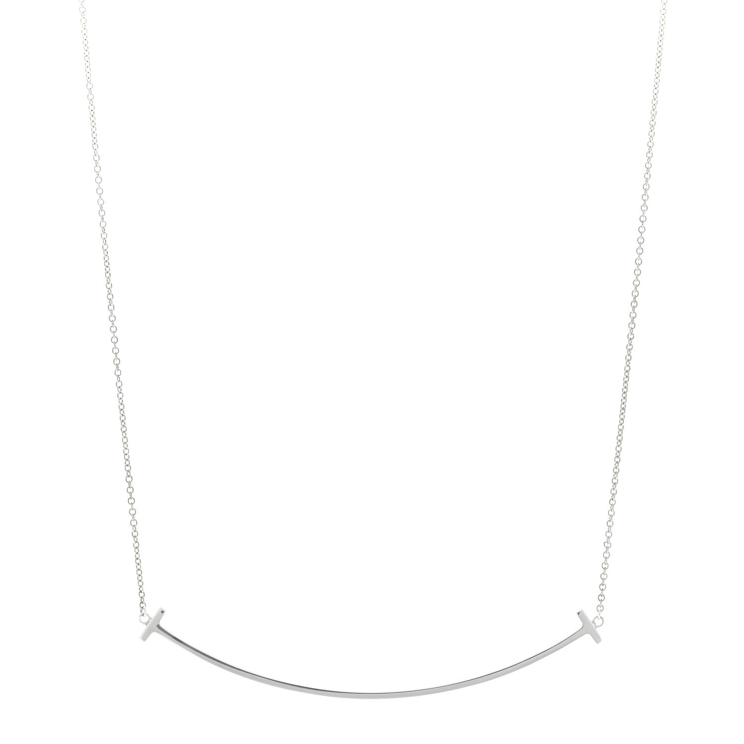 Tiffany Sterling Silver Large T Smile Pendant Necklace 1 of 3