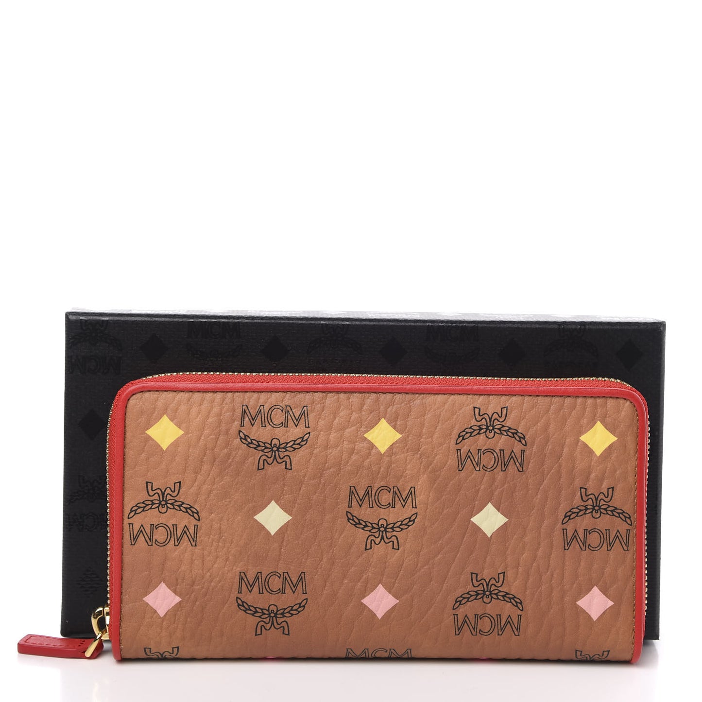 Skyoptic Visetos Zip Around Wallet Cognac Red