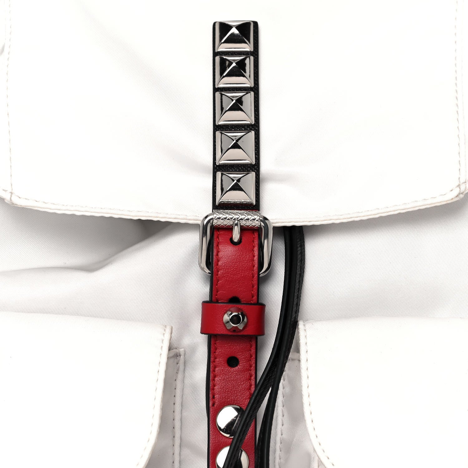 Prada Nylon New Vela Studded Backpack White Fuoco 6 of 11