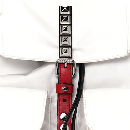 Prada Nylon New Vela Studded Backpack White Fuoco 6 of 11