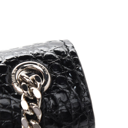 Saint Laurent Calfskin Crocodile Embossed Medium Classic Monogram Kate Tassel Satchel Black 9 of 9